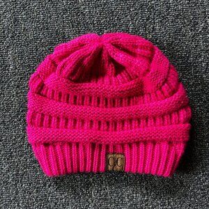 CC Brand Pink Warm Chunky Soft Stretch Cable Knit Skully Beanie Hats Cap OS